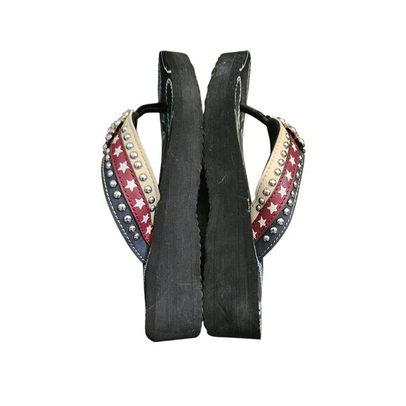 Montana West II Studded & Rhinestones American Flag Wedge Slip On Sandals Size 8 - Picture 4 of 7
